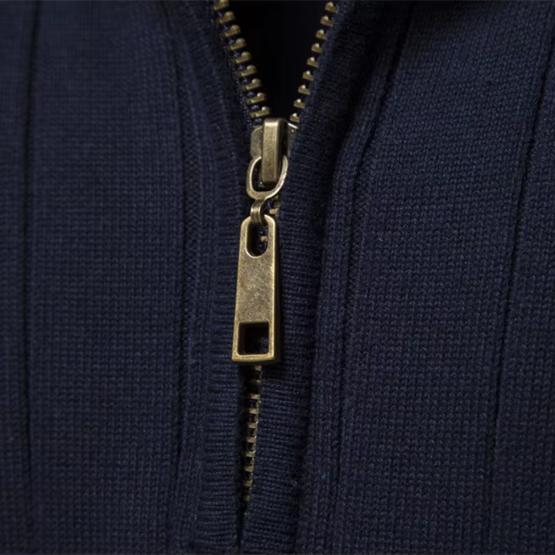 Maglione in maglia a coste Gstaad premium con mezza zip