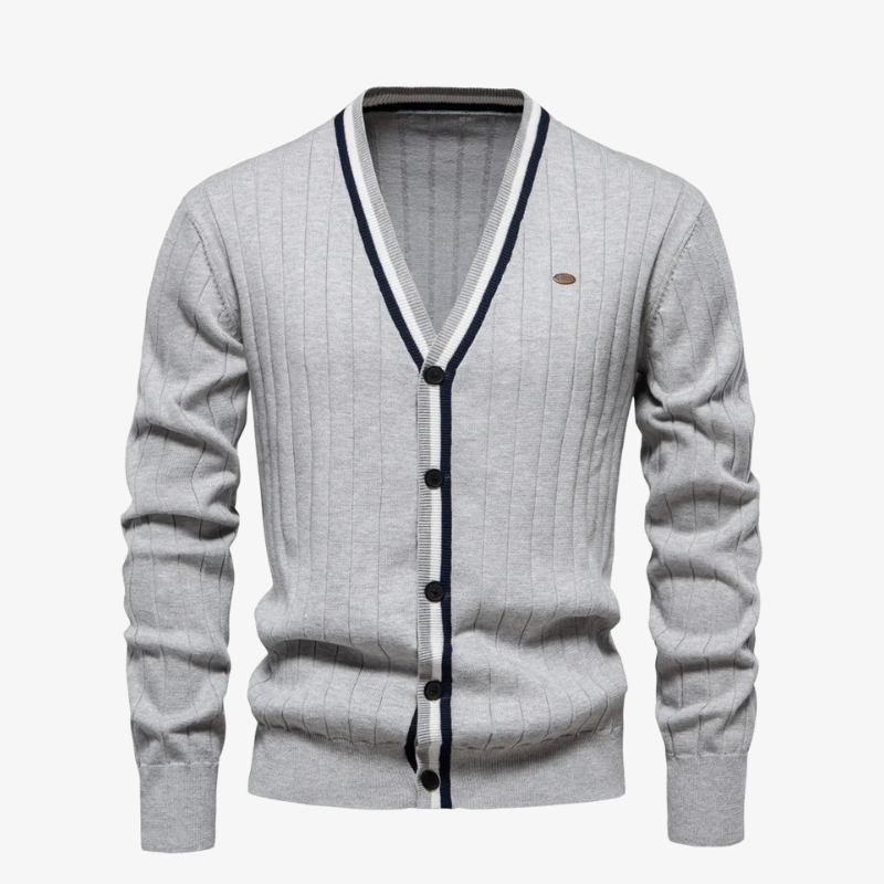 Cardigan a coste Tegernsee con strisce a contrasto