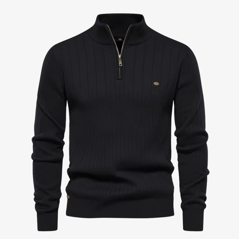 Maglione in maglia a coste Gstaad premium con mezza zip
