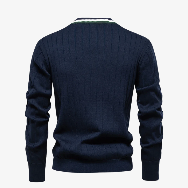 Cardigan a coste Tegernsee con strisce a contrasto