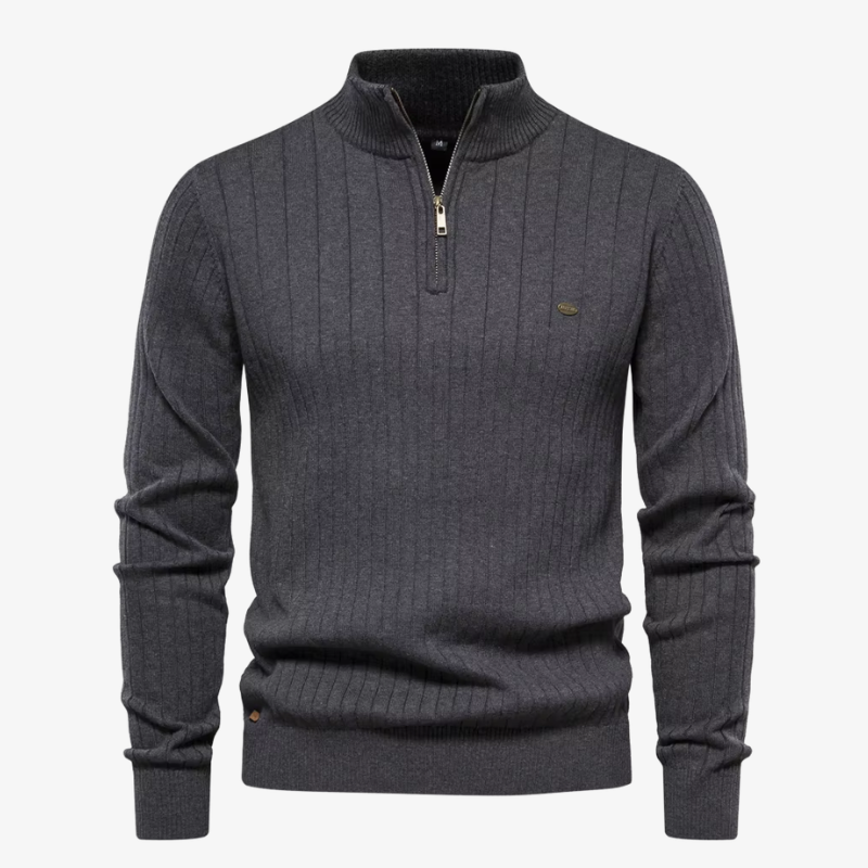 Maglione in maglia a coste Gstaad premium con mezza zip