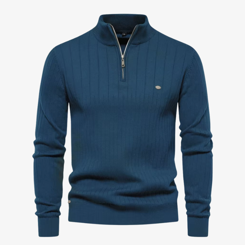 Maglione in maglia a coste Gstaad premium con mezza zip