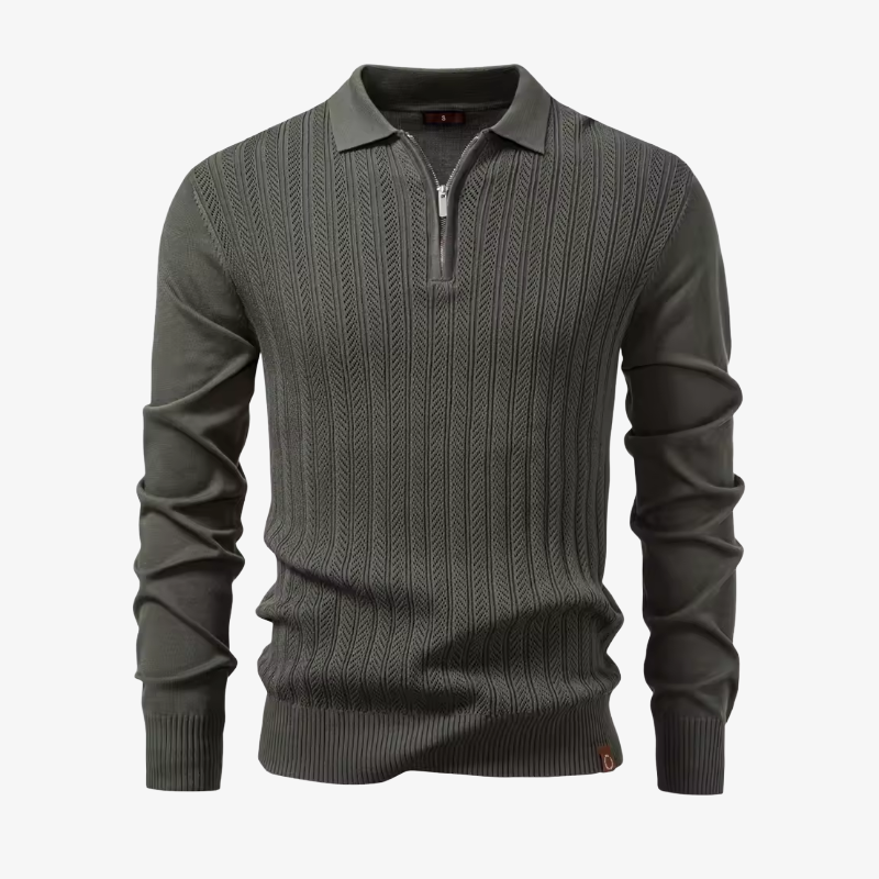 Polo con zip in maglia strutturata Coburg