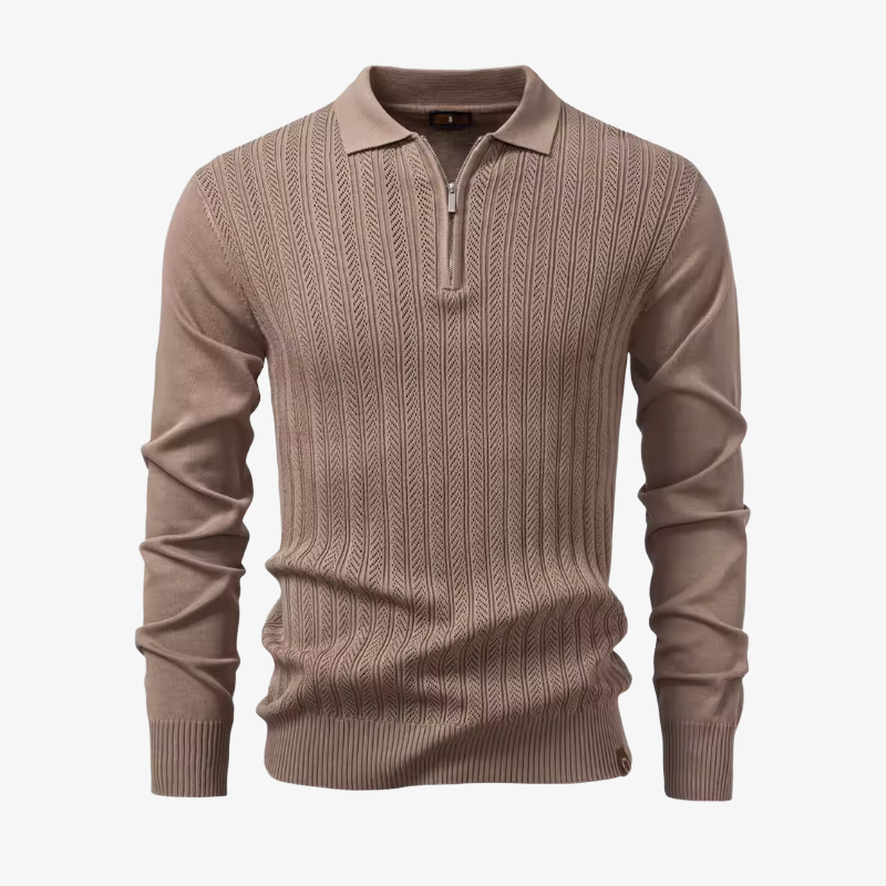 Polo con zip in maglia strutturata Coburg