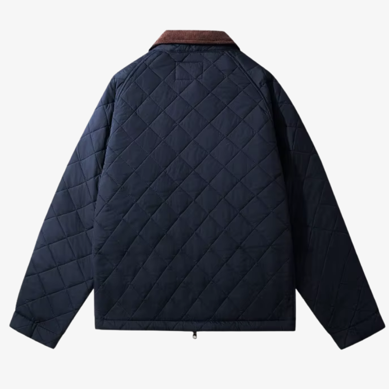 Münster Klassische Steppjacke mit Rautenmuster und Cordkragen