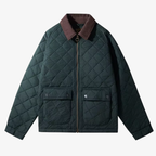 Münster Klassische Steppjacke mit Rautenmuster und Cordkragen