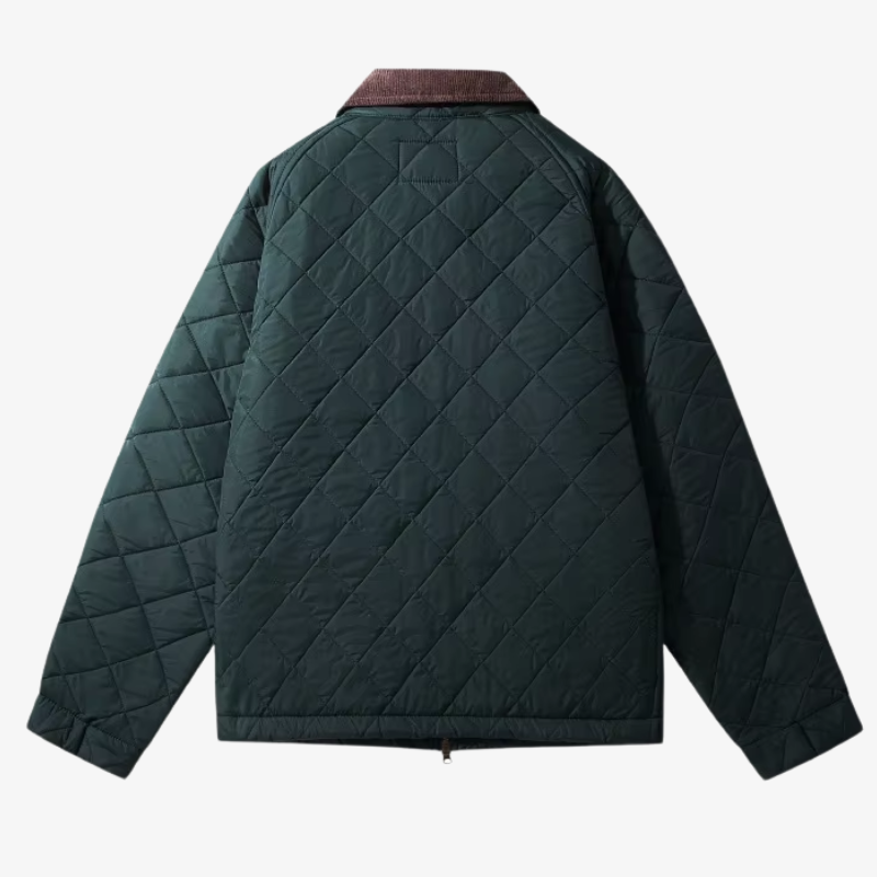 Münster Klassische Steppjacke mit Rautenmuster und Cordkragen