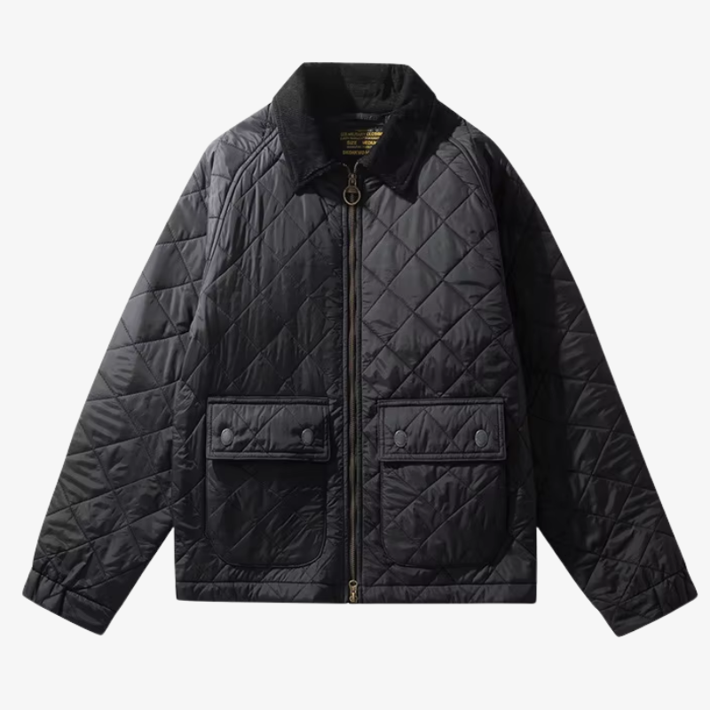 Münster Klassische Steppjacke mit Rautenmuster und Cordkragen