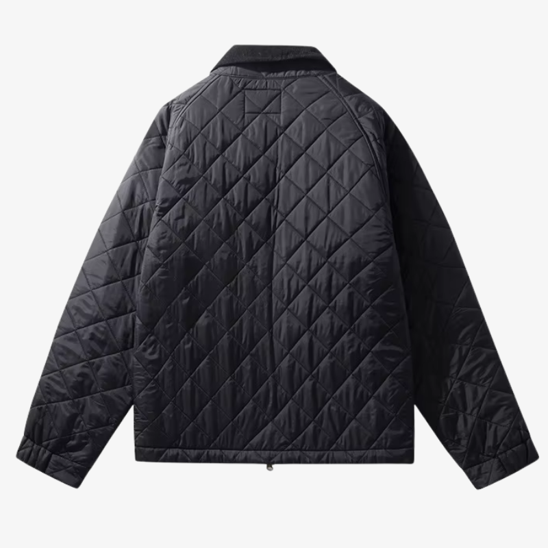 Münster Klassische Steppjacke mit Rautenmuster und Cordkragen