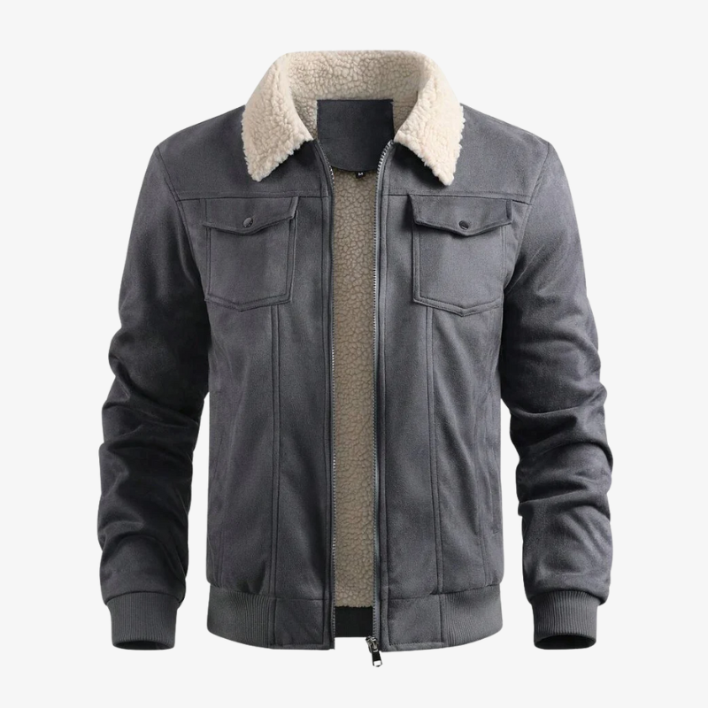 Füssen Gefütterte Fliegerjacke in Wildleder-Optik mit Sherpa-Kragen