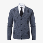 Baden-Baden V-Ausschnitt Cardigan mit Rautenmuster