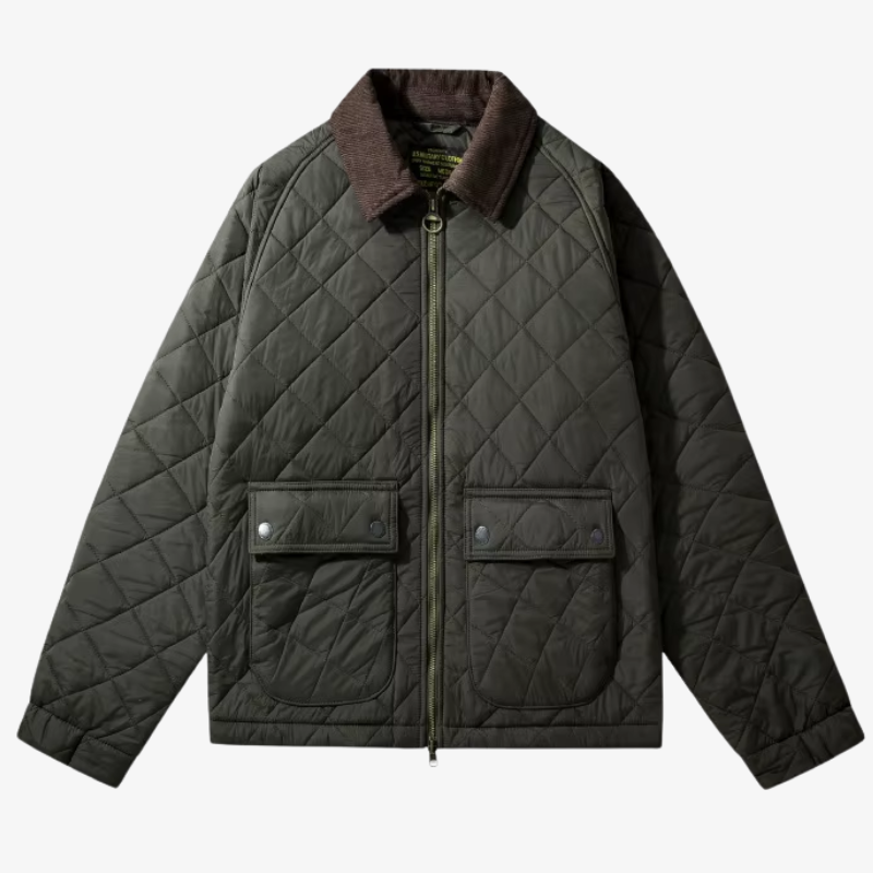 Münster Klassische Steppjacke mit Rautenmuster und Cordkragen