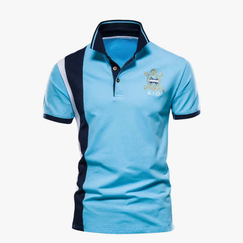 Baden-Baden Sportliches Polohemd mit Kontraststreifen und Wappen