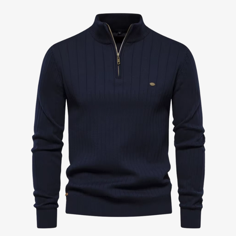 Maglione in maglia a coste Gstaad premium con mezza zip