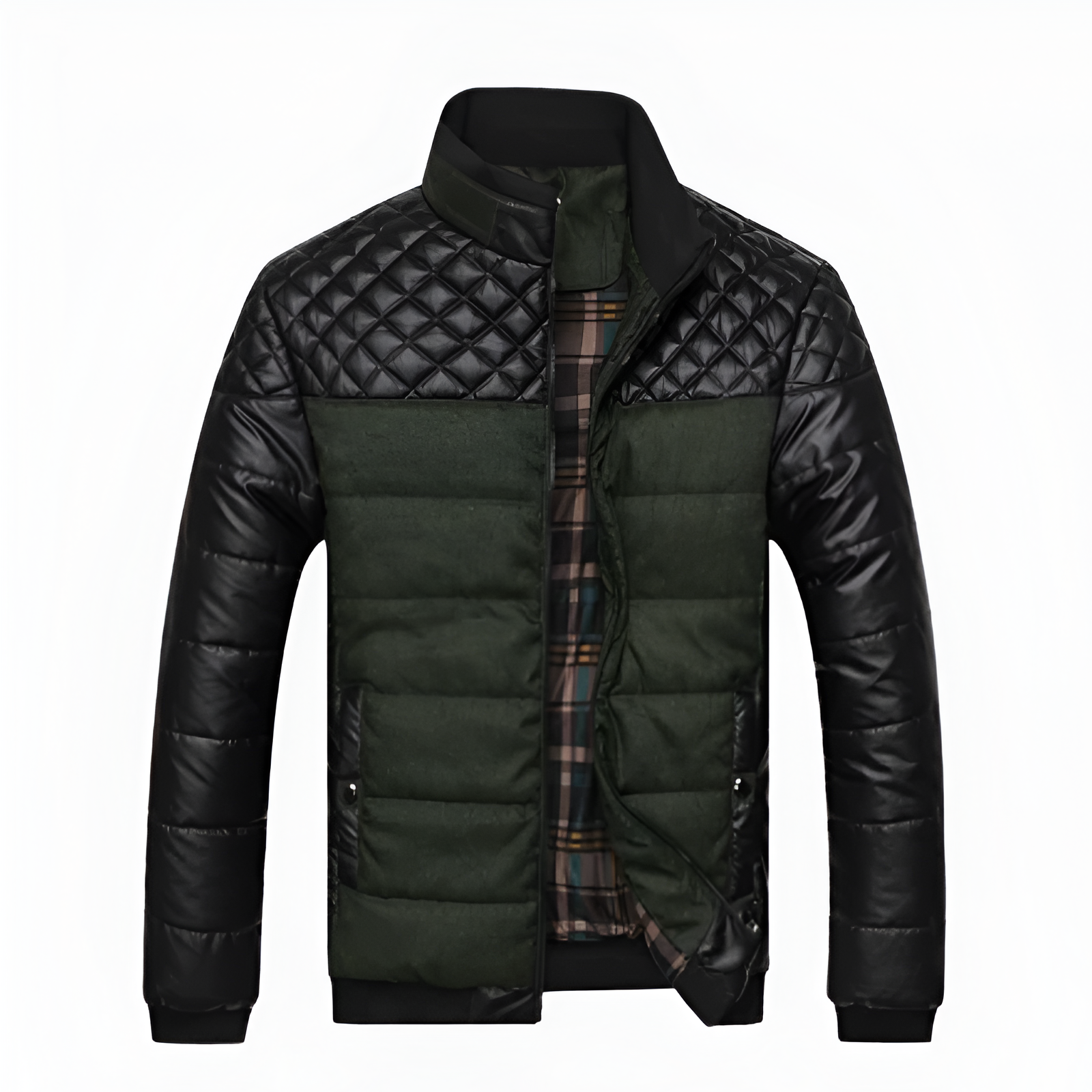 Wolfsburg Markante Winterjacke im Materialmix mit Leder-Details