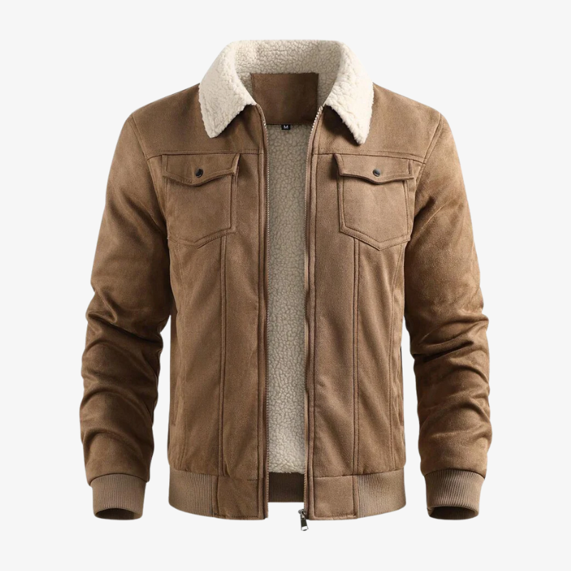Füssen Gefütterte Fliegerjacke in Wildleder-Optik mit Sherpa-Kragen