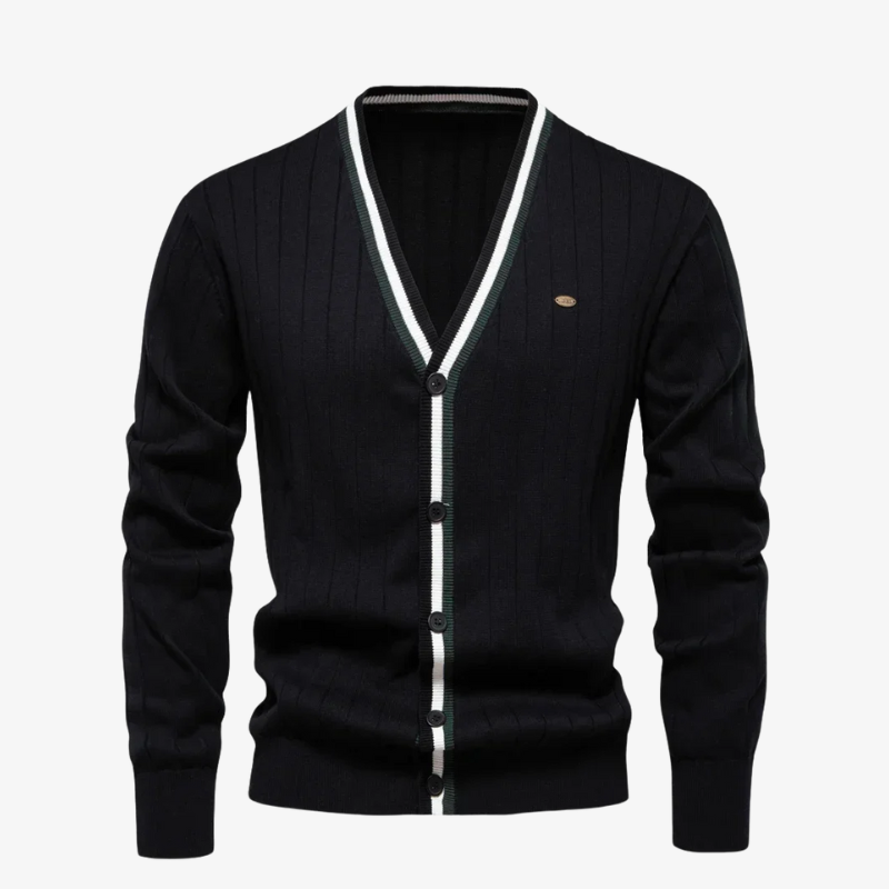 Cardigan a coste Tegernsee con strisce a contrasto