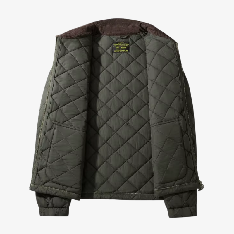 Münster Klassische Steppjacke mit Rautenmuster und Cordkragen