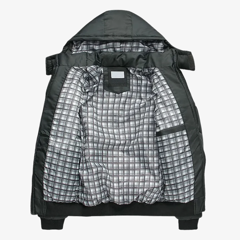 Kassel Warme Steppjacke mit Kapuze und kariertem Innenfutter