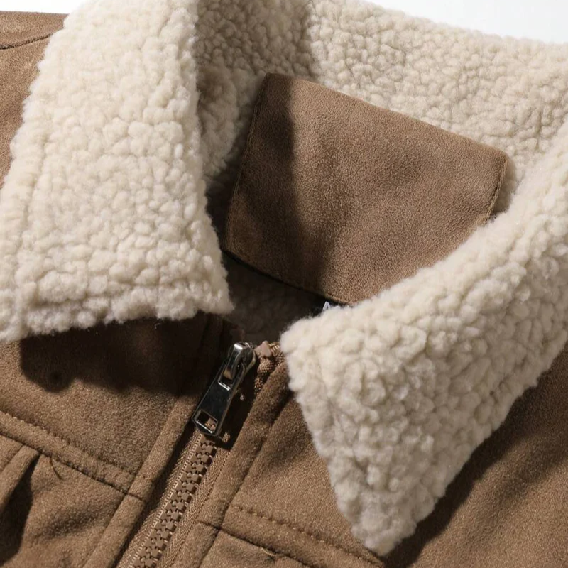 Füssen Gefütterte Fliegerjacke in Wildleder-Optik mit Sherpa-Kragen