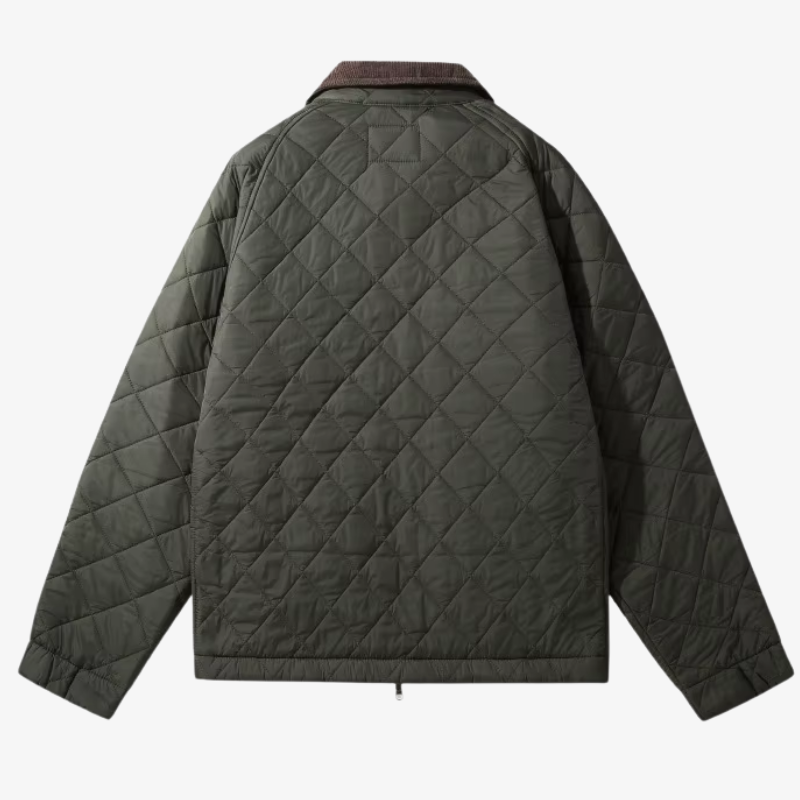Münster Klassische Steppjacke mit Rautenmuster und Cordkragen