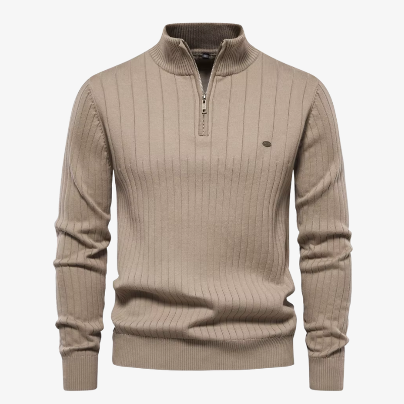 Maglione in maglia a coste Gstaad premium con mezza zip