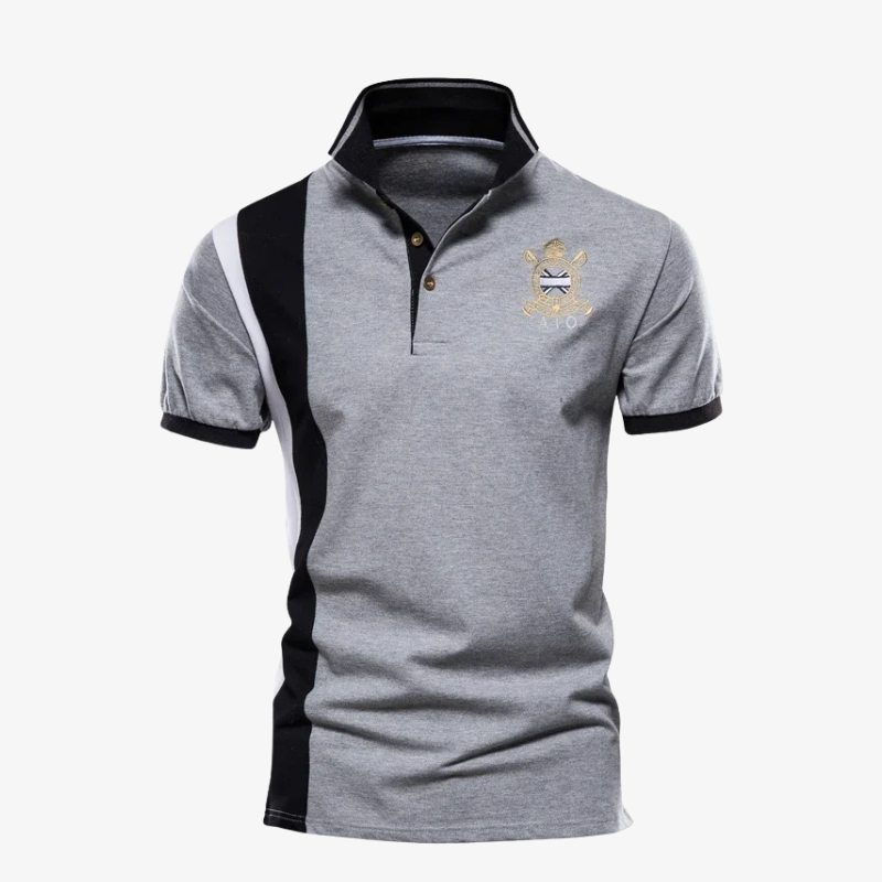 Baden-Baden Sportliches Polohemd mit Kontraststreifen und Wappen
