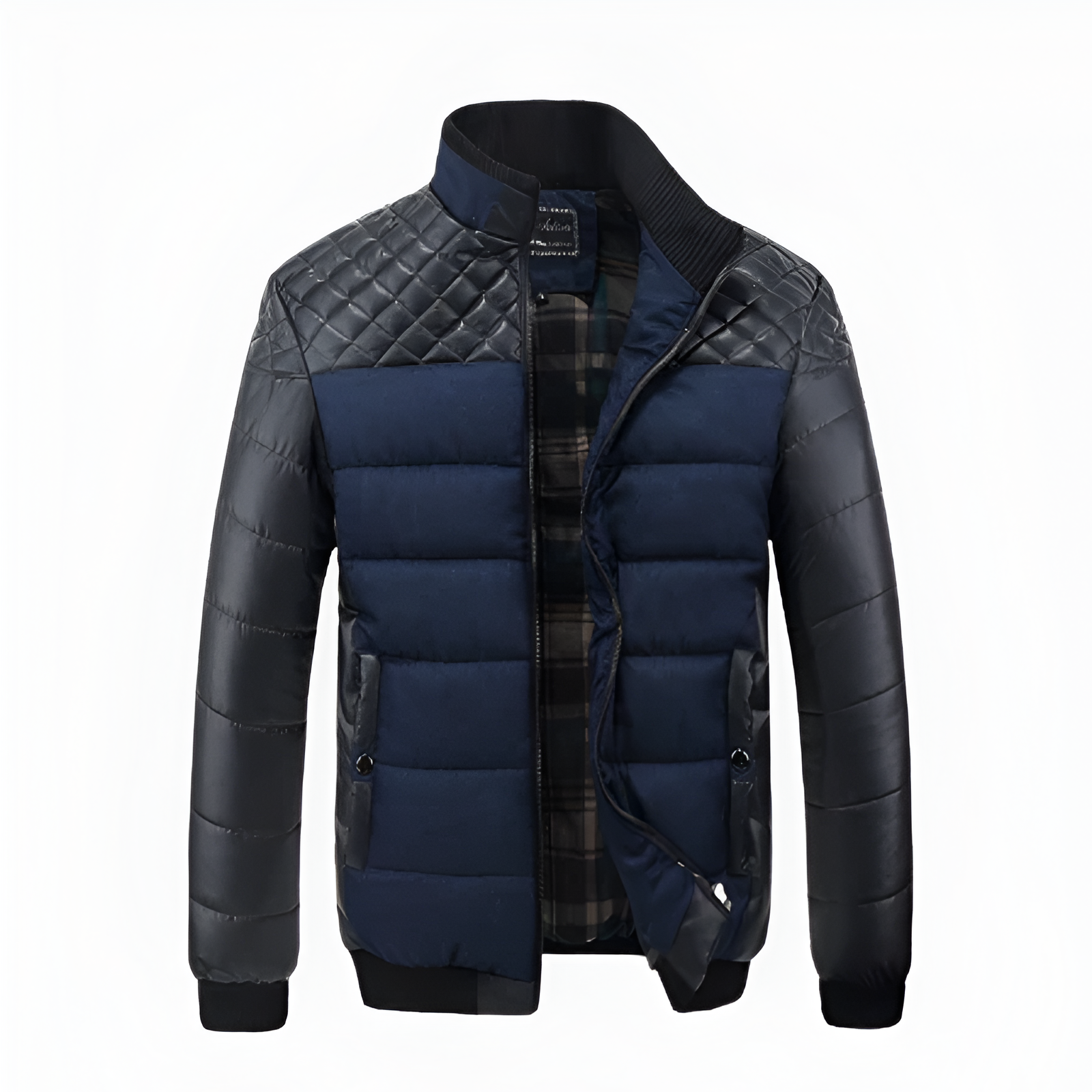 Wolfsburg Markante Winterjacke im Materialmix mit Leder-Details