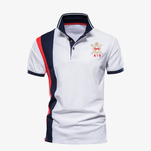 Baden-Baden Sportliches Polohemd mit Kontraststreifen und Wappen