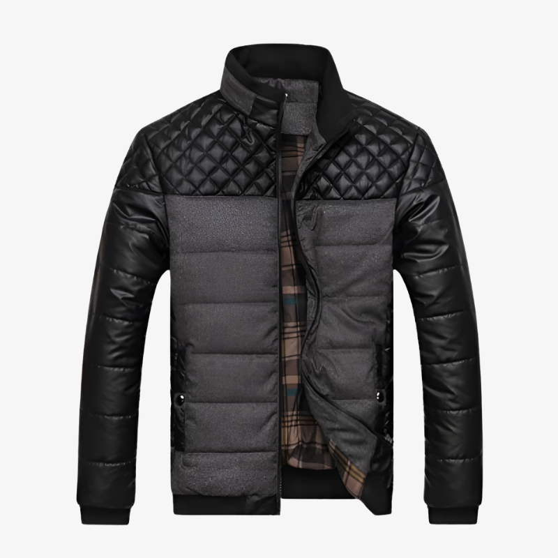 Wolfsburg Markante Winterjacke im Materialmix mit Leder-Details
