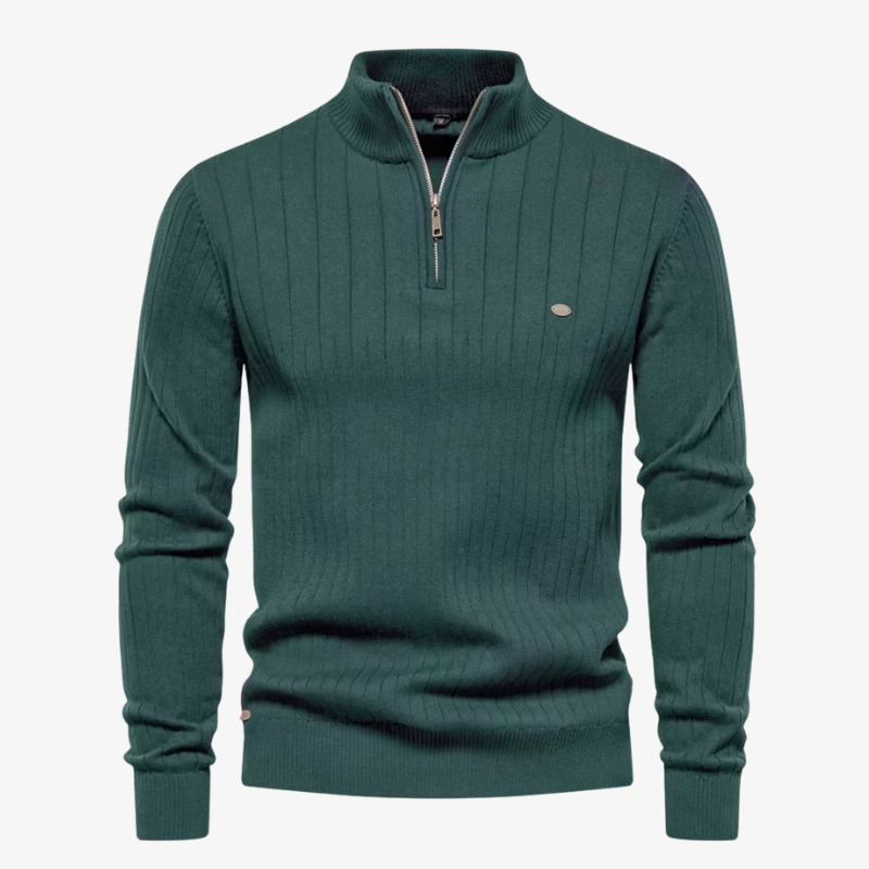 Maglione in maglia a coste Gstaad premium con mezza zip