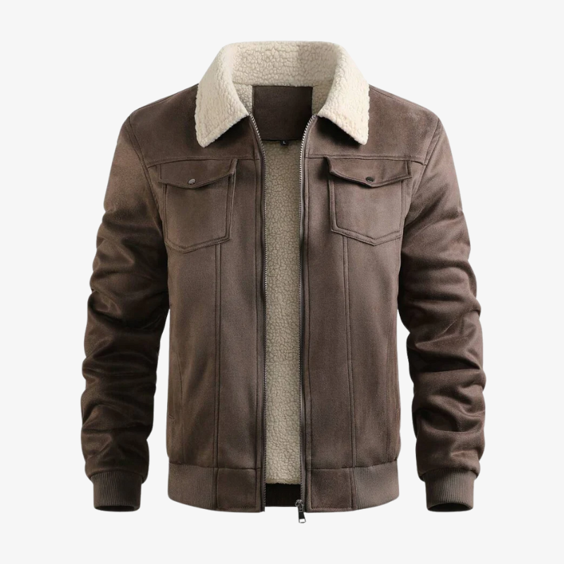 Füssen Gefütterte Fliegerjacke in Wildleder-Optik mit Sherpa-Kragen