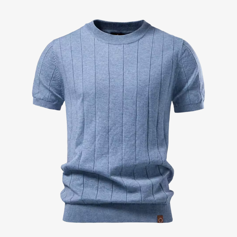 Bremen Strukturierter Kurzarm-Strickpullover mit Rundhals