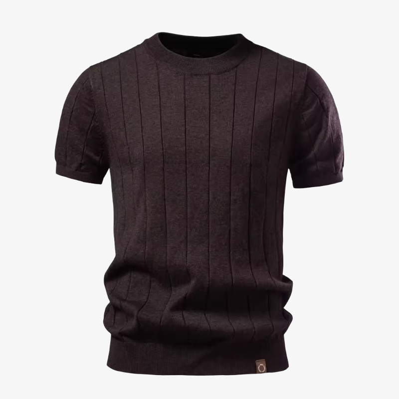 Bremen Strukturierter Kurzarm-Strickpullover mit Rundhals