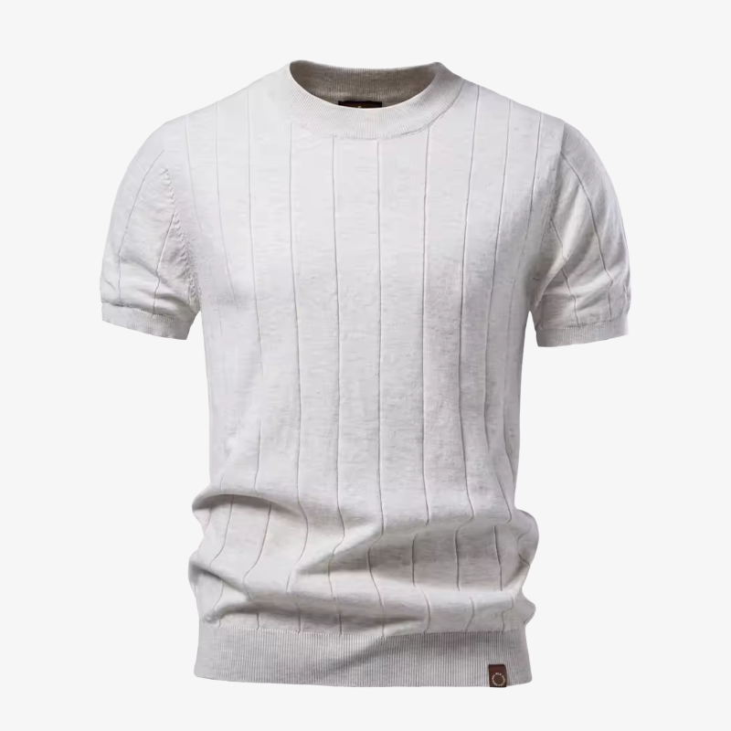 Bremen Strukturierter Kurzarm-Strickpullover mit Rundhals
